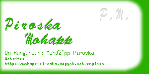 piroska mohapp business card